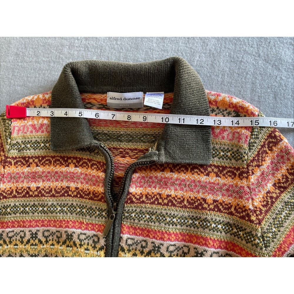 Alfred Dunner Women Knit Sweater Petite Multicolor Zip Up Granny - Picture 12 of 13